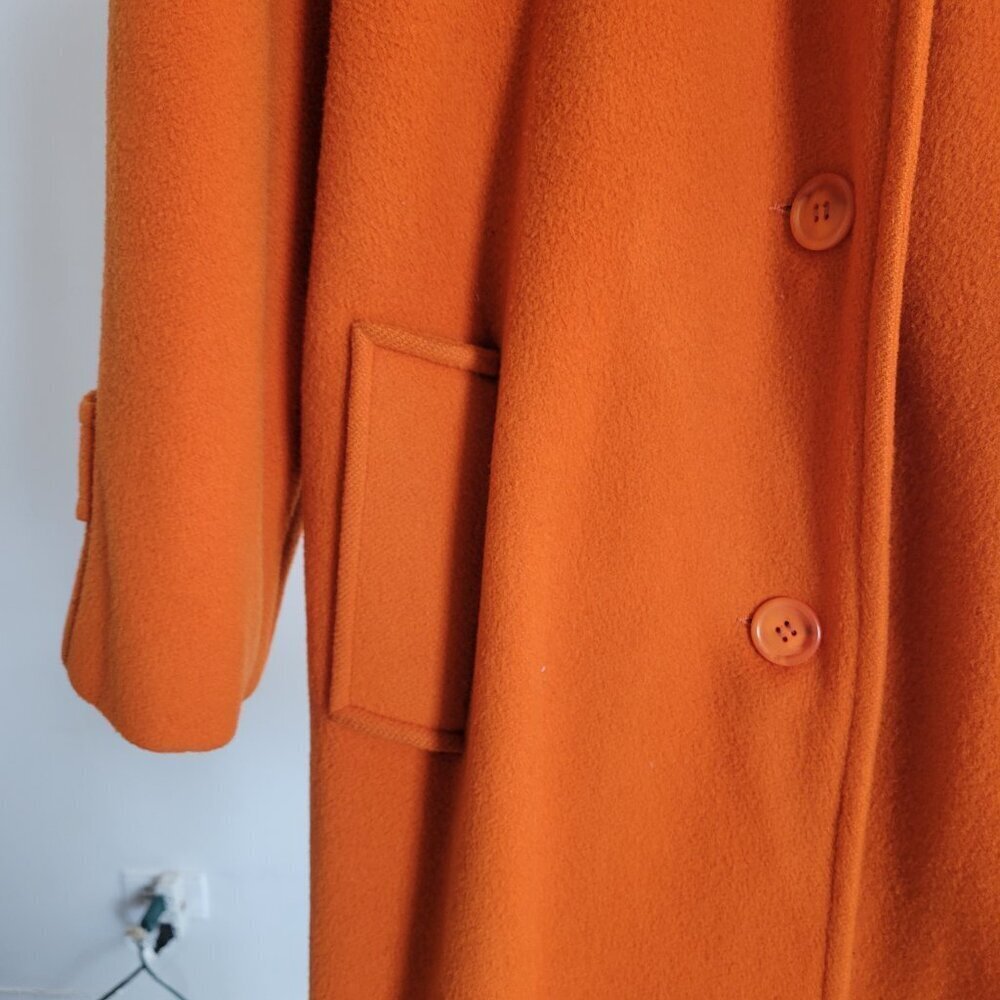 Vintage Designer Bill Blass Burnt Orange Limited Edition Wool Coat (Size: M/L) - Picture 7 of 16